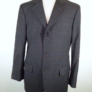 L'OUMO loro piana gray windowpain box plaid blazer jacket 40 i50